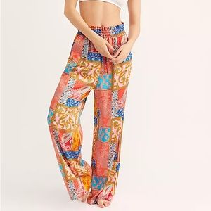 FREE PEOPLE | Print Satin Patch Things Up Pant XS